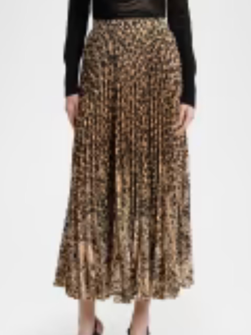 Theory Sunburst Leopard Print Pleated Midi Skirt